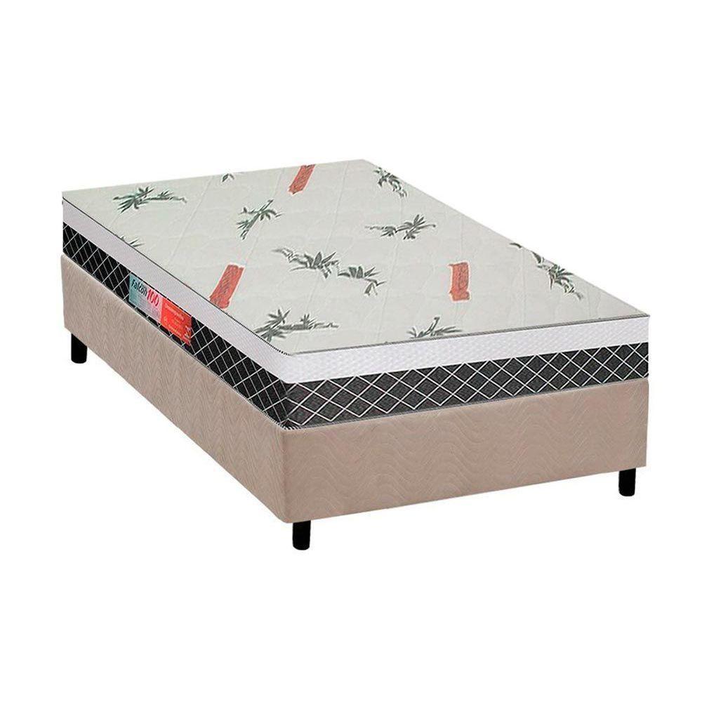 Cama Box Solteiro: Colchão Anatômico Plumatex D28/EP Falcon Ultra Firme + Base CRC Suede Clean(88x188) - 1