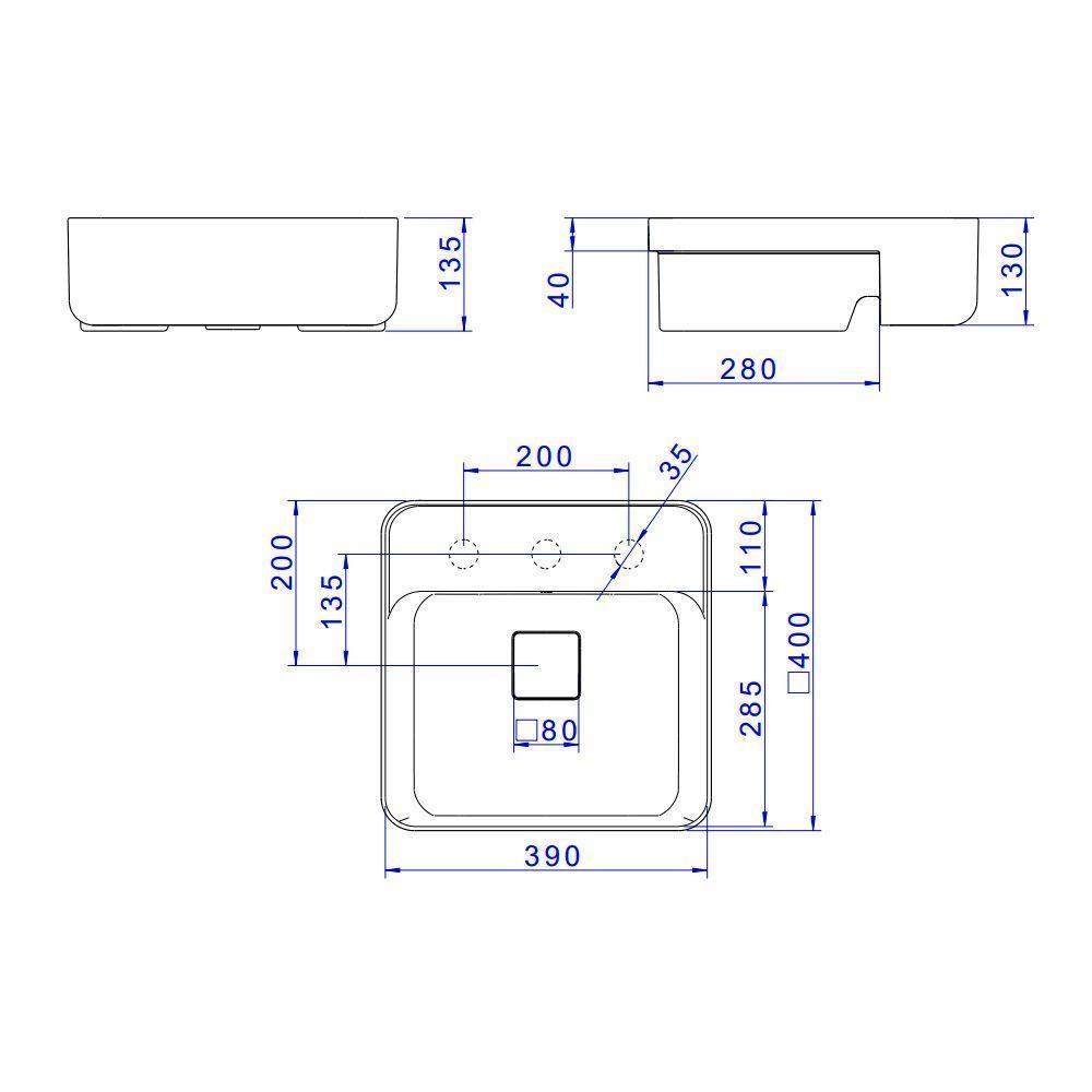 Cuba De Semiencaixe Deca Slim 40x40 L.61040.m.26 Quadrada Com Mesa Barbante - 3