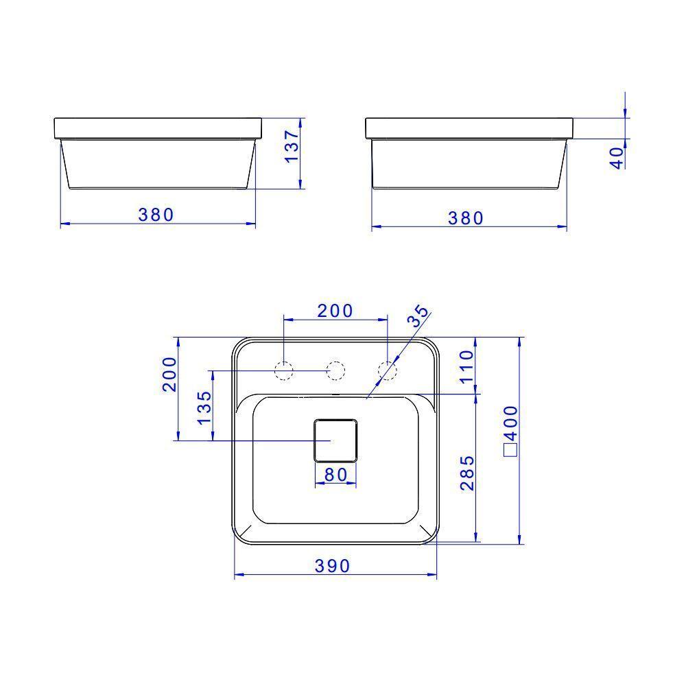 Cuba De Sobrepor Deca Slim 40x40 L.21040.m.85 Quadrada Com Mesa Soft Antracite - 5