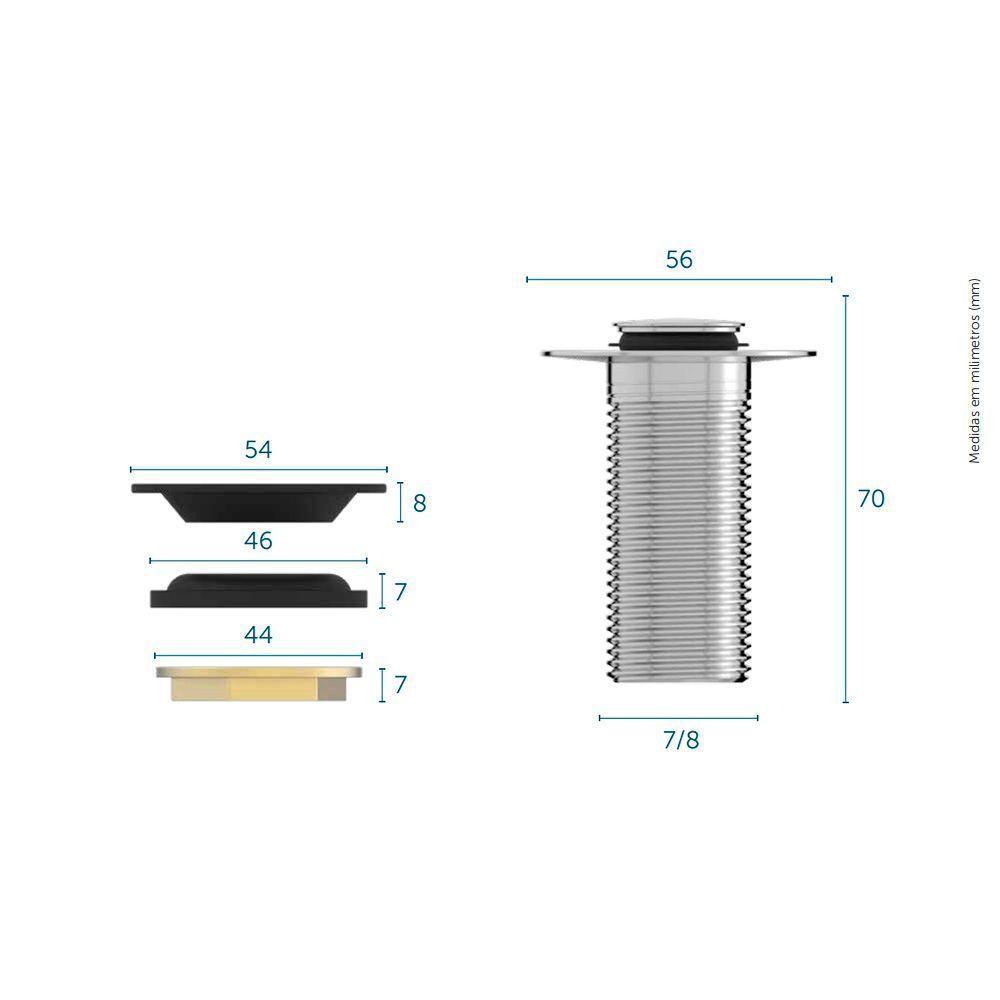 Válvula Para Lavatório Clique Blukit 101642 Cromado - 2