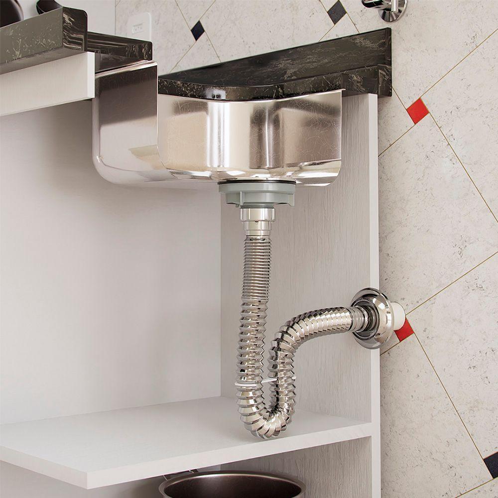 Sifão Sanfonado Extensível Blukit 72cm Cromado Universal - 5