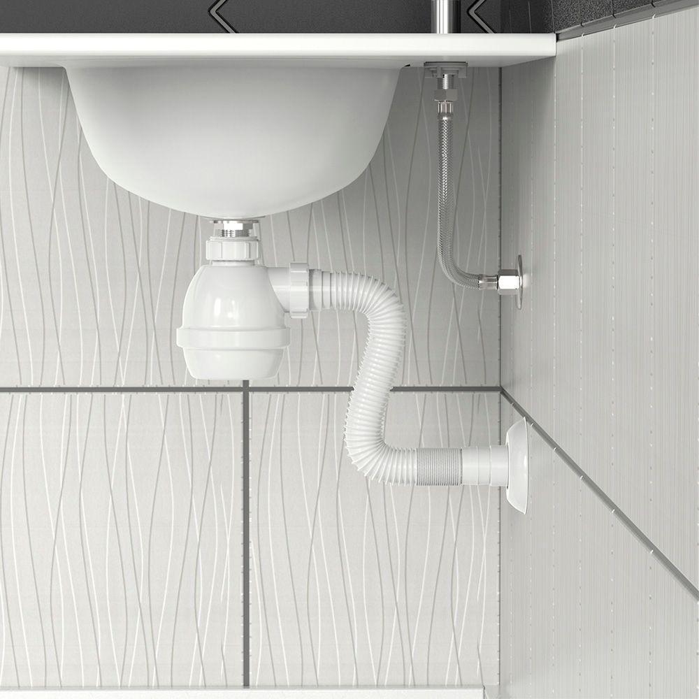 Sifão Sanfonado Extensível Blukit Com Copo 79,5cm Branco Universal - 5