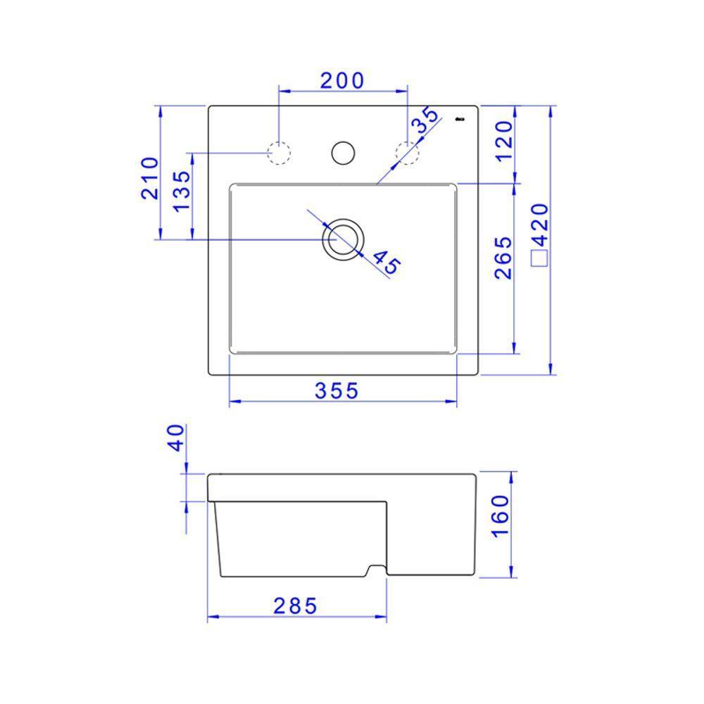 Cuba De Semiencaixe Deca 42x42 L.830.17 Quadrada Com Mesa Branco Gelo - 3