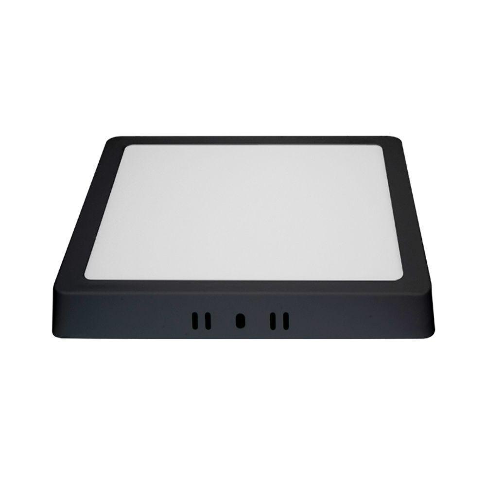 Painel De Led Blumenau Quadrado De Sobrepor 18w Bivolt Preto 3000k Luz Amarela - 3