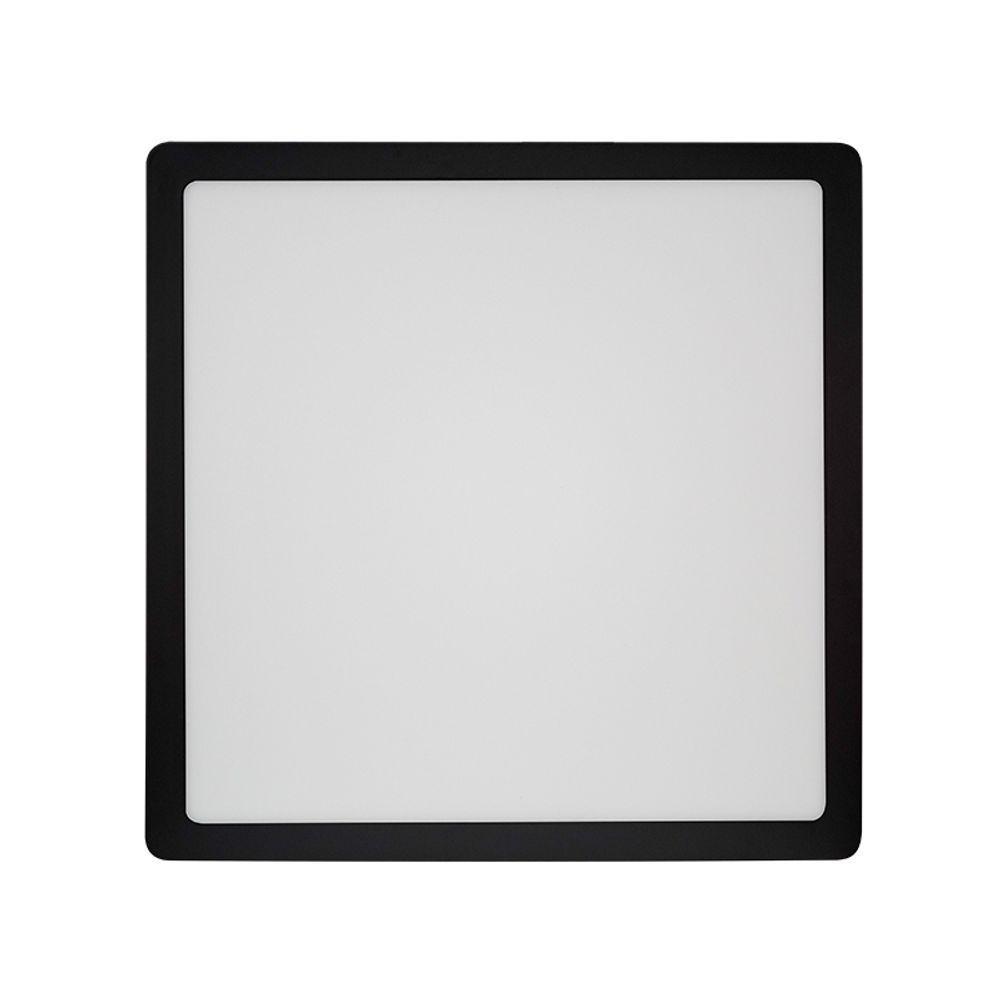Painel De Led Blumenau Quadrado De Sobrepor 24w Bivolt Preto 3000k Luz Amarela - 1