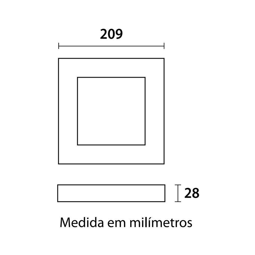 Painel De Led Blumenau Quadrado De Sobrepor 18w Bivolt 3000k Luz Amarela - 2