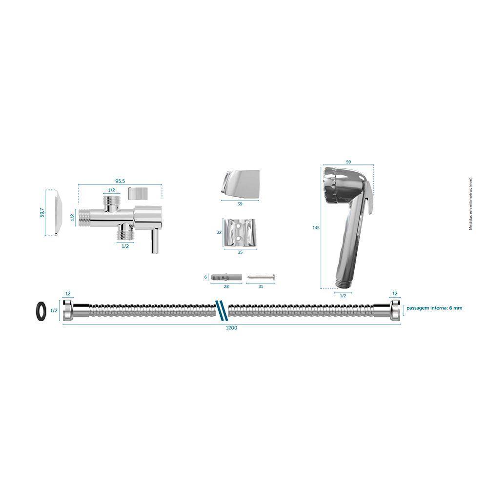 Ducha Higiênica Blukit Confort Com Registro E Derivação Cromada - 2