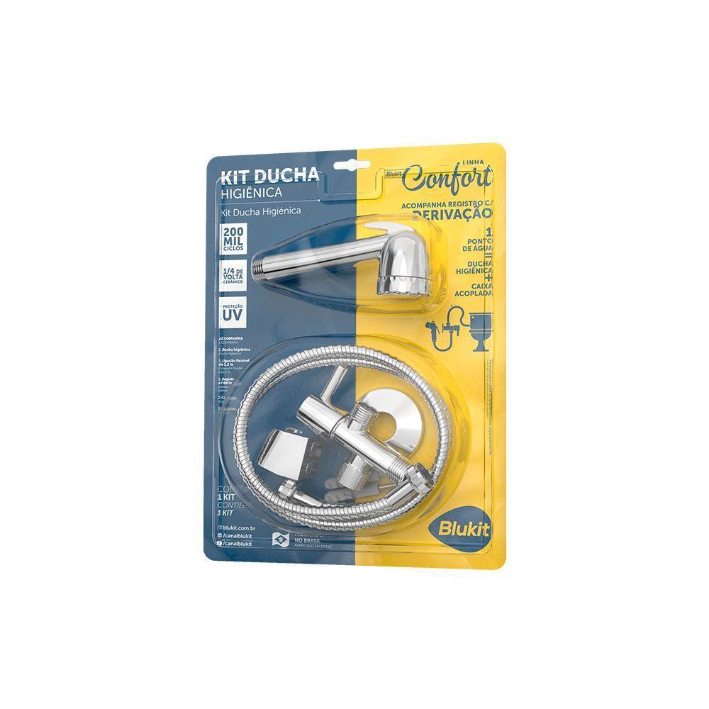 Ducha Higiênica Blukit Confort Com Registro E Derivação Cromada - 4