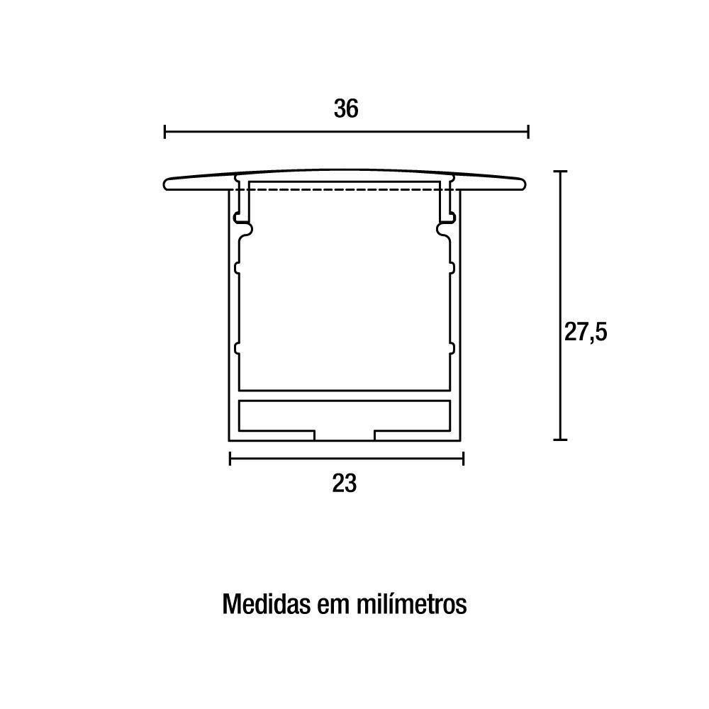 Perfil De Embutir Para Fita Led Blumenau Line 36mm Com 2 Metros - 2