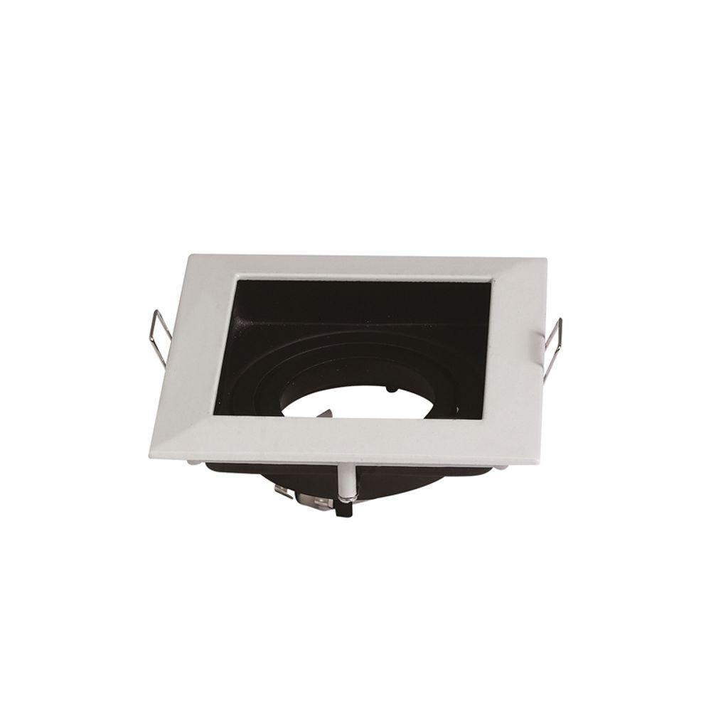 Spot De Embutir Recuado Blumenau Lince Para Lâmpada Mr16 Quadrado Bivolt Branco - Preto - 1