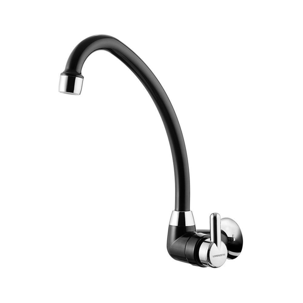 Torneira Plástica Lorenzetti Bric 1168 F31 De Parede Preta Com Cromado - 1