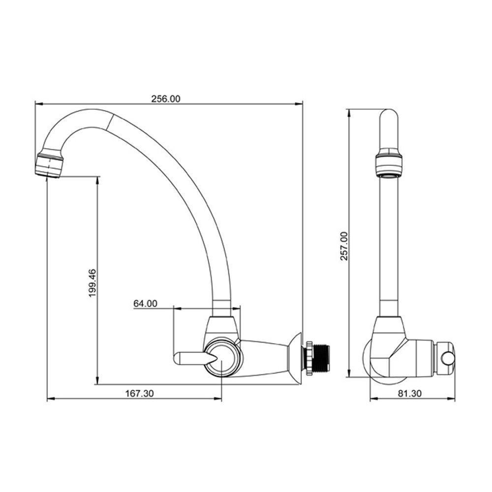 Torneira Plástica Lorenzetti Bric 1168 F31 De Parede Preta Com Cromado - 2