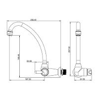 Torneira Plástica Lorenzetti Bric 1168 F31 De Parede Preta Com Cromado - 2