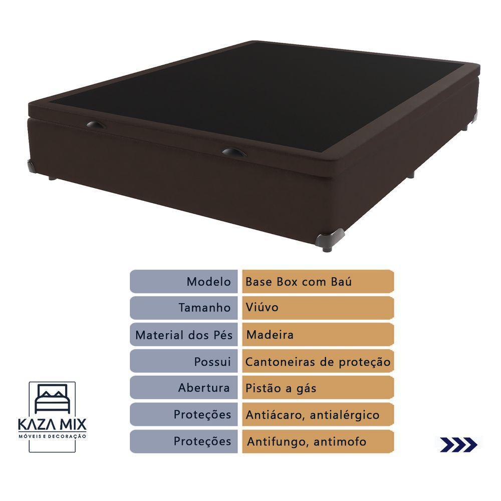 Conjunto Cama Marrom Viúvo Box Com Baú E Colchão Airtech D45 - 3