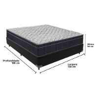 Cama + Box Casal Colchão Ortobom D45 Airtech Extra Firme Cor:preto