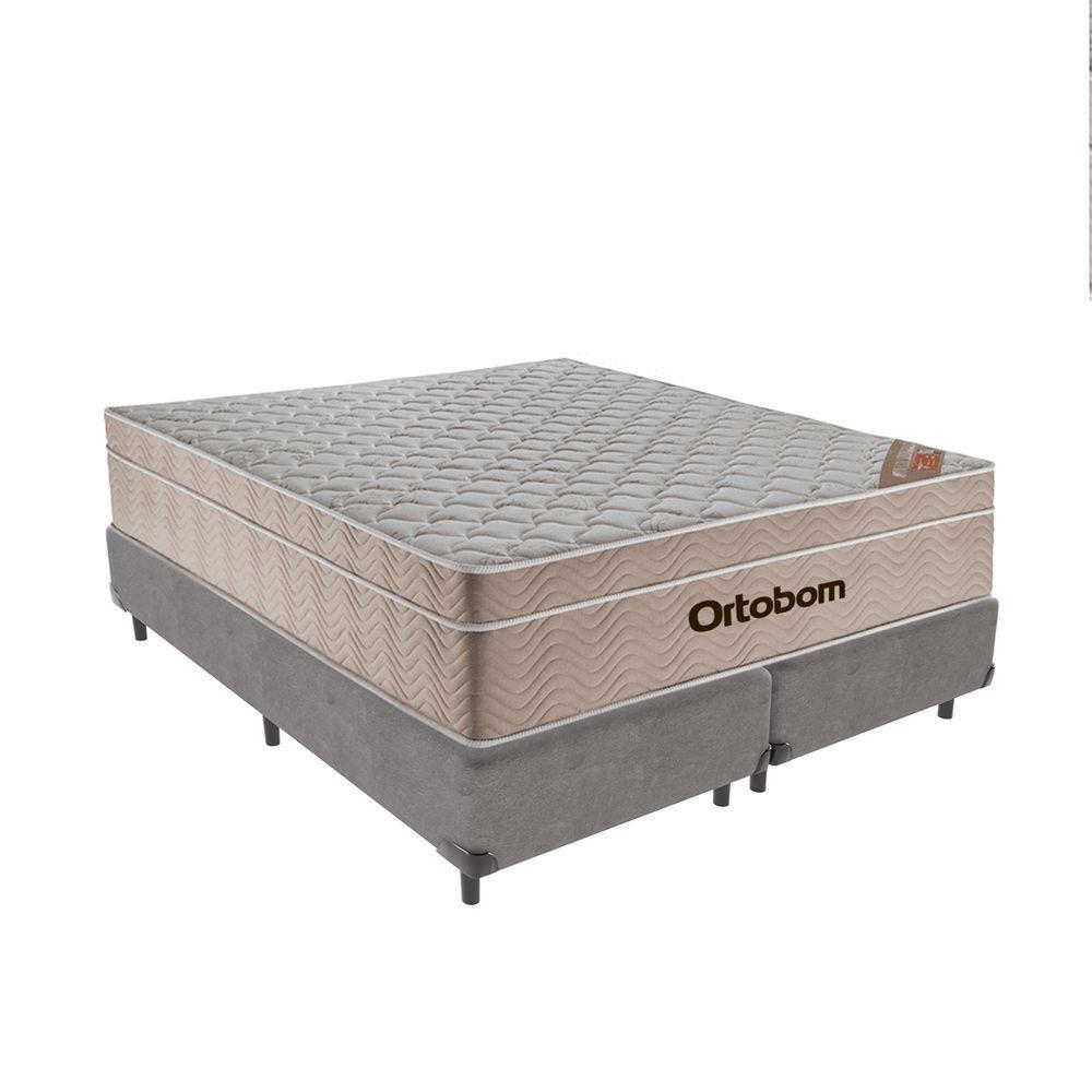 Cama + Box Airtech Colchão Ortobom Queen 158cm Springpocket Cor:cinza - 1