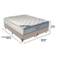 Cama Box King E Colchão Freedom Ortobom D33 Cor:bege