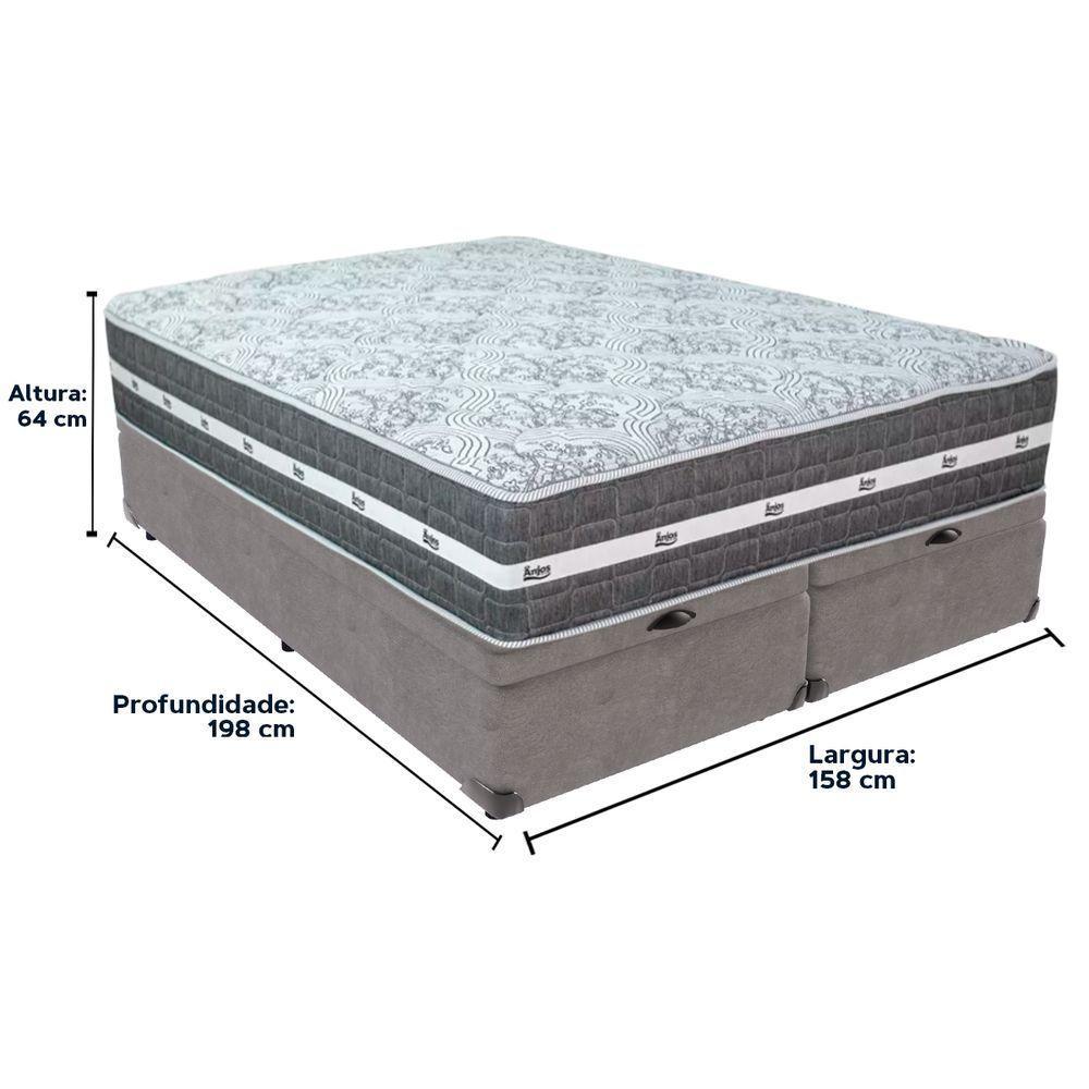 Cama Box Com Baú Bege E Colchão Queen Black Grafit Anjos Cor:cinza. - 2