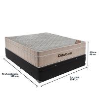 Cama Box + Colchão Casal Ortobom Airtech Spring Pocket 138x188 Cor:preto