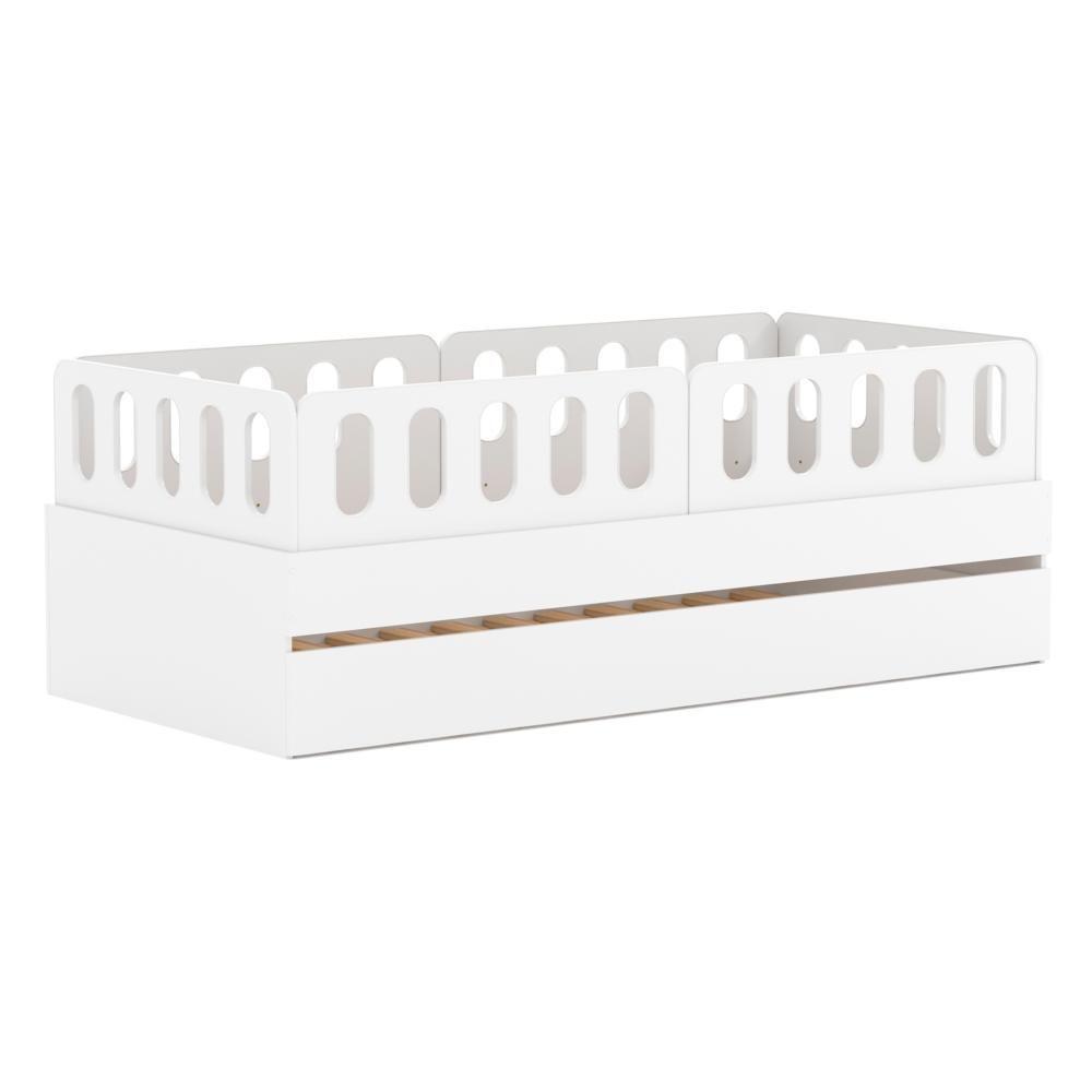 Bicama Solteiro Mdf Branco Com 04 Grades E Cabeceira Anatômica Mobilistore - 9