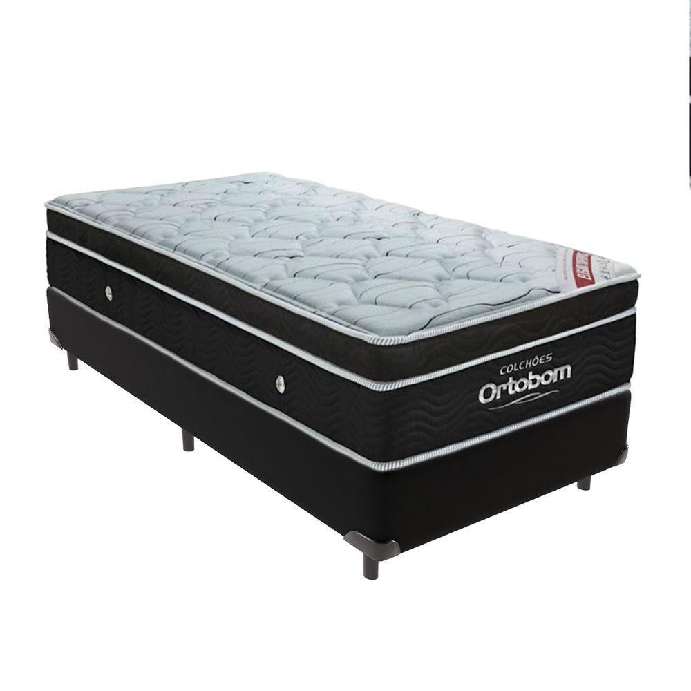 Cama + Box Colchão Molas Ensacadas Solteiro Ortobom Elegant Pillow Cor:preto - 1