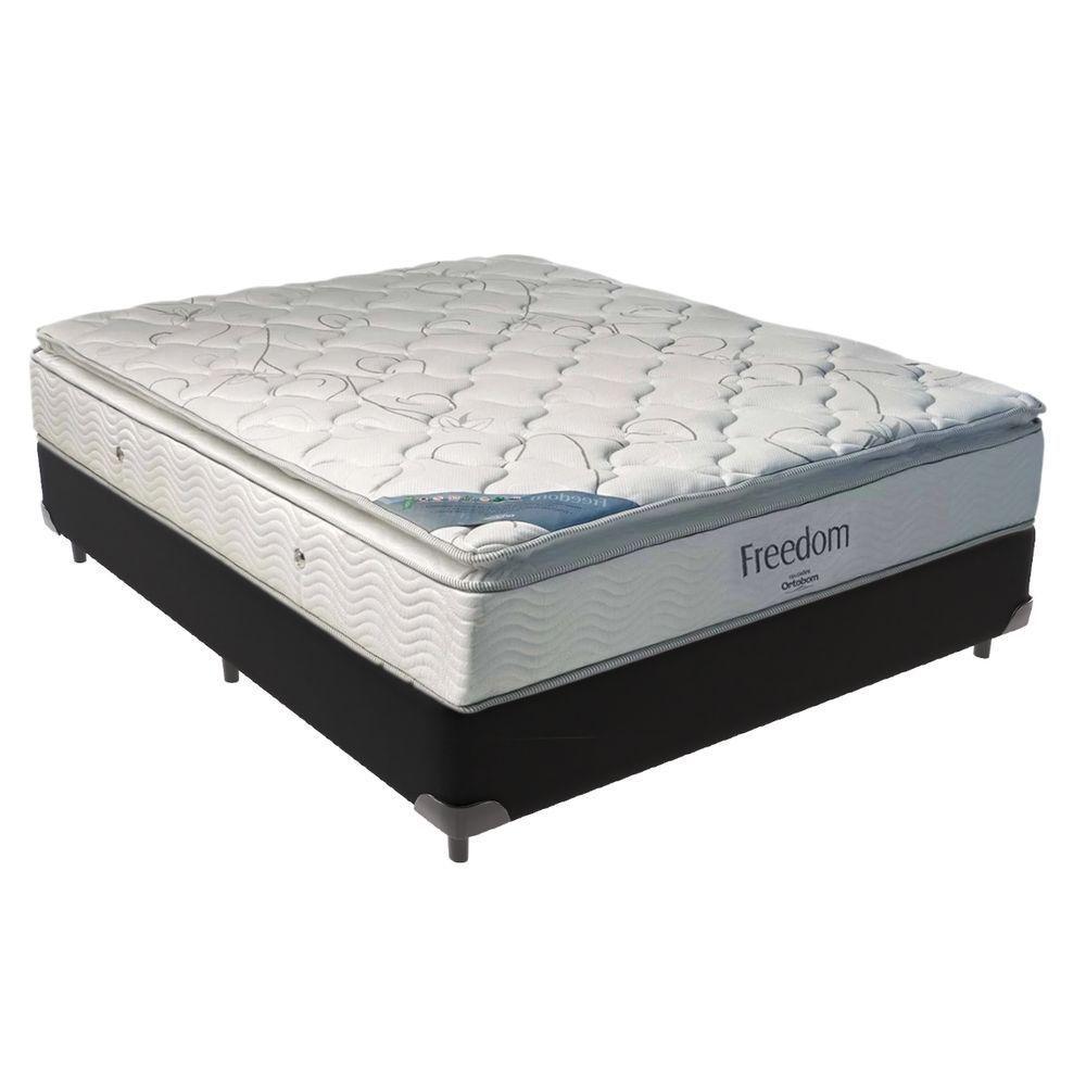 Cama Box Casal E Colchão Freedom Ortobom D33 Cor:preto - 1