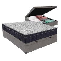 Conjunto Viúvo Cama Bege Box Baú Colchão Firme Ortobom D45 Cor:cinza - 1