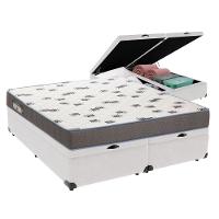 Cama Box Queen Com Bau Ortobom D33 Light Bege Cor:branco - 1