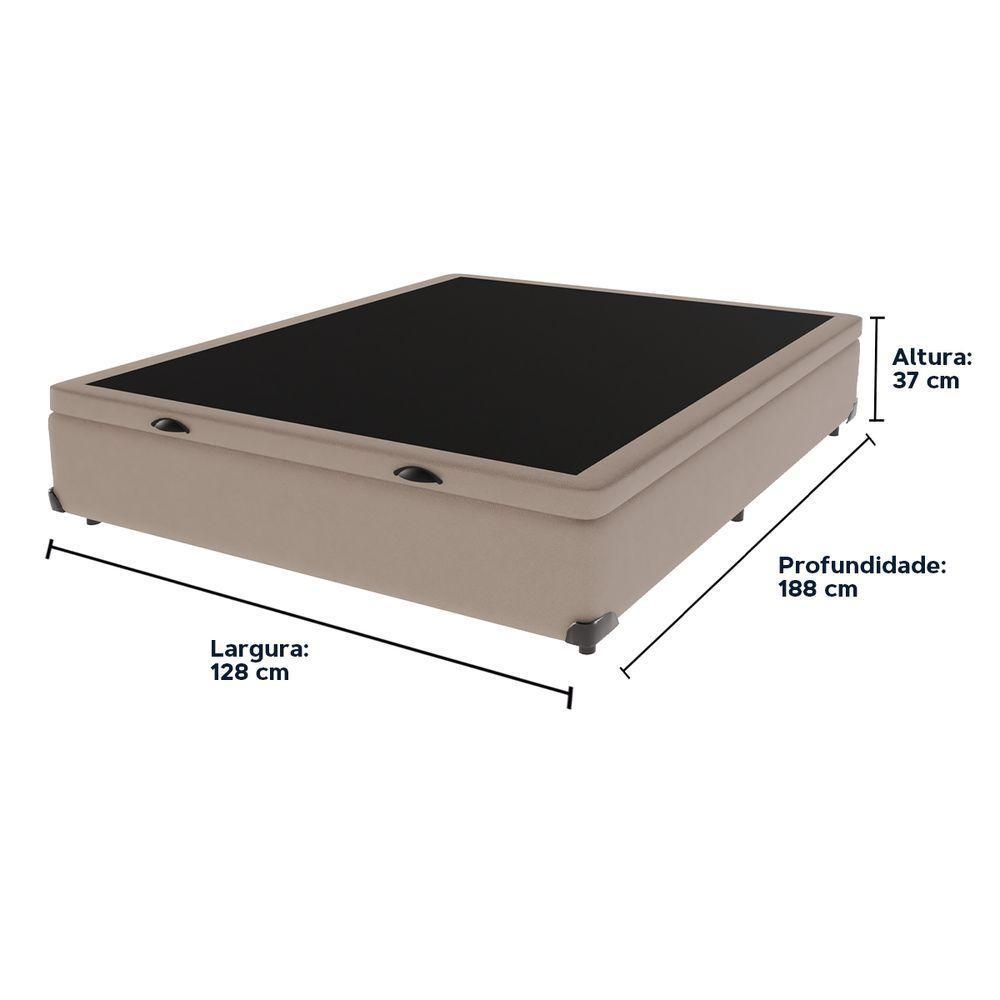 Base Box Com Baú Bege Viúvo 128cm De Madeira Kazamix Cor:bege - 3