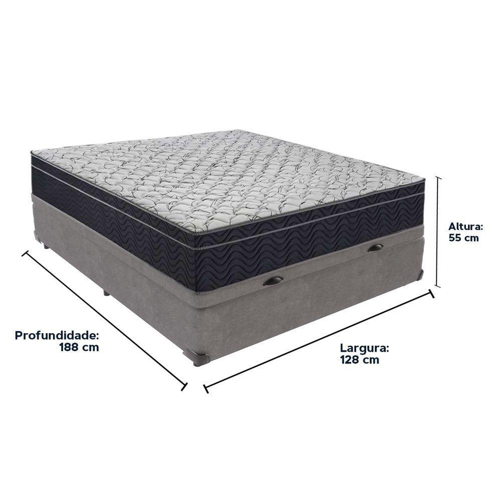 Cama + Box Com Baú Viúva Colchão Ortobom D45 Firme Airtech Cor:cinza - 3