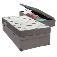 Cama Box Solteiro Com Bau Ortobom D33 Light Bege Cor:cinza - 1
