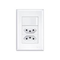 Interruptor Simples E Tomada Dupla 2p+t 20a Fame Evidence Com Placa 4x2 Branco - 1