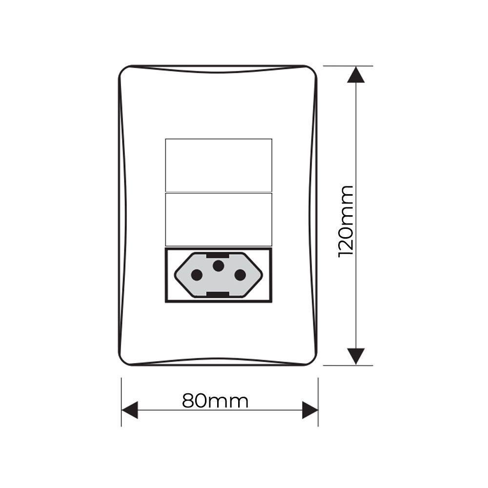 Interruptor Simples Duplo E Tomada 2p+t 20a Fame Habitat Black Com Placa 4x2 Preto - 2