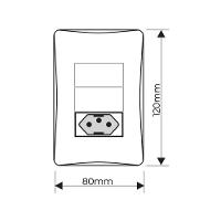 Interruptor Simples Duplo E Tomada 2p+t 20a Fame Habitat Black Com Placa 4x2 Preto - 2