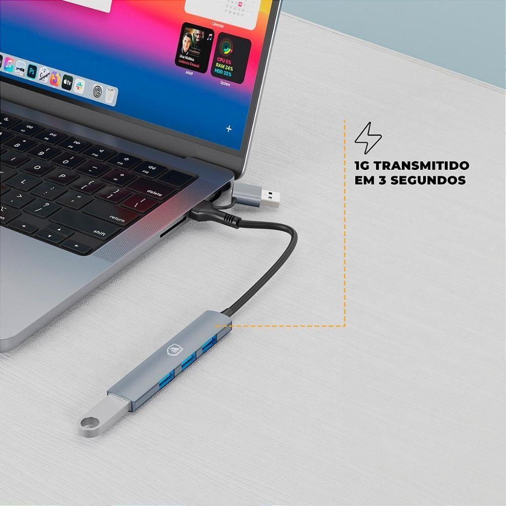 Adaptador Hub Usb-c / Usb-a 4 Em 1 - Gshield - 3