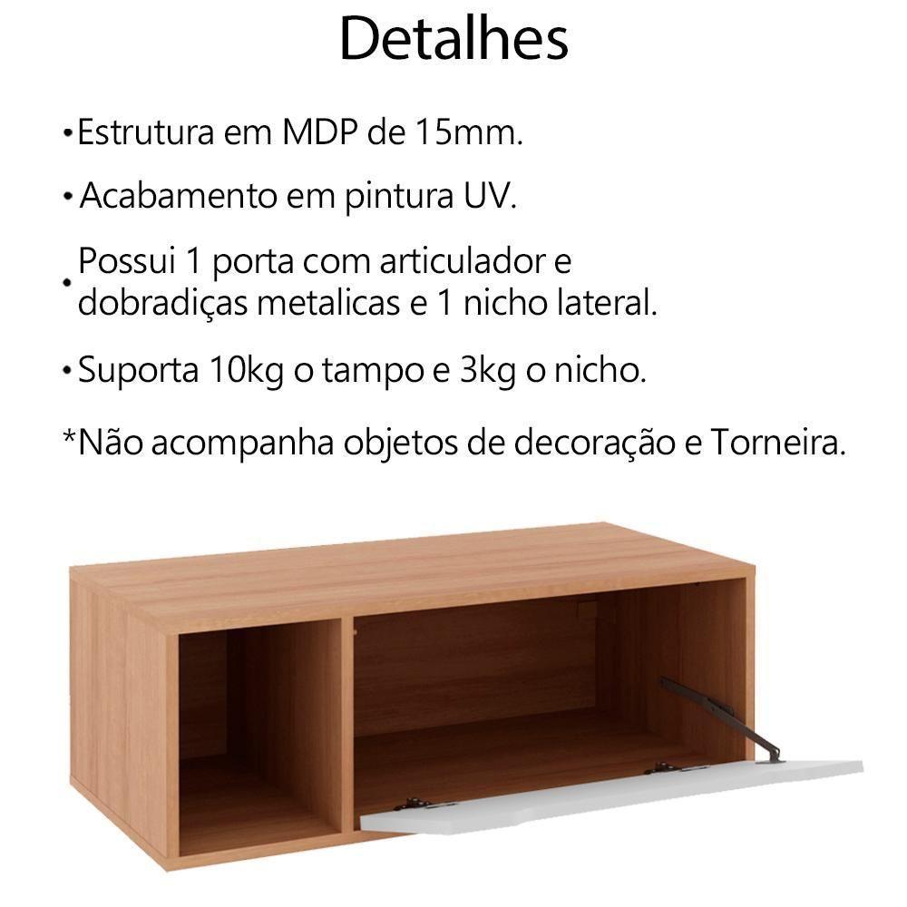 Conjunto 4 Peças Para Banheiro Bn3600x43x44x45 Amendoa Branco Tecno Mobili Amendoa Branco - 3