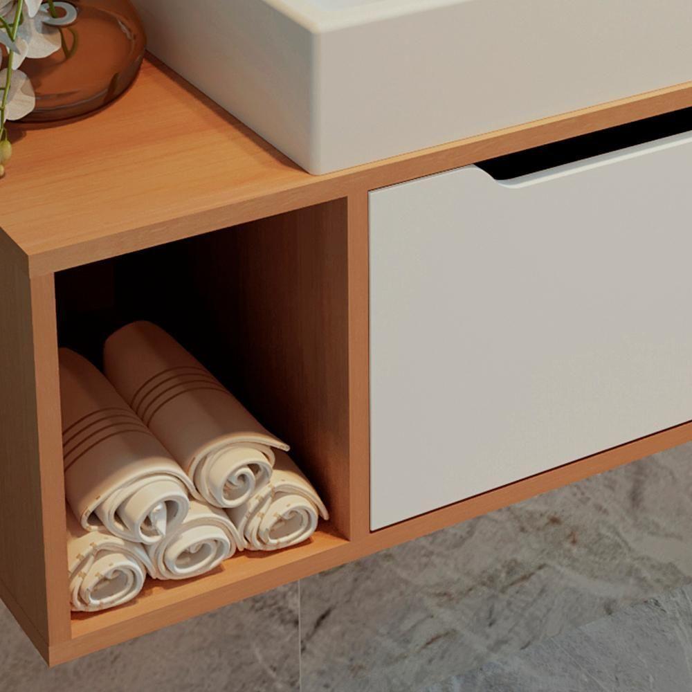 Conjunto 4 Peças Para Banheiro Bn3600x43x44x45 Amendoa Branco Tecno Mobili Amendoa Branco - 8