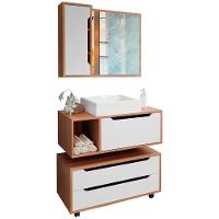 Conjunto 4 Peças Para Banheiro Bn3600x43x44x45 Amendoa Branco Tecno Mobili Amendoa Branco - 1