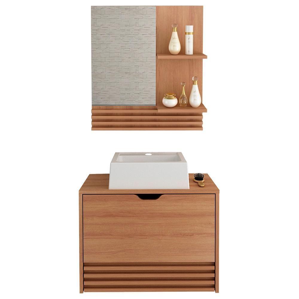Conjunto 3 Peças Para Banheiro Bn3630x13x14 Amendoa Tecno Mobili Amendoa - 1
