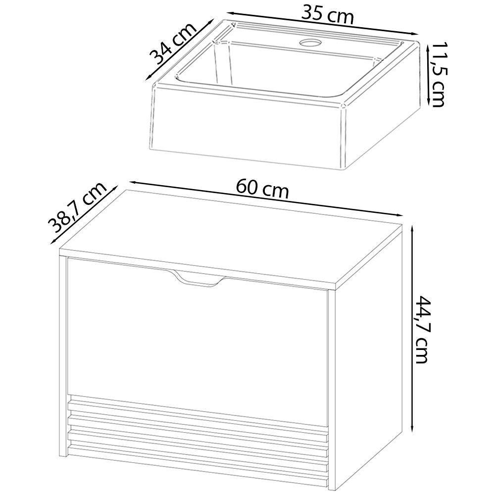 Conjunto 3 Peças Para Banheiro Bn3630x13x14 Amendoa Tecno Mobili Amendoa - 8
