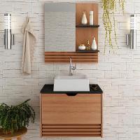 Conjunto 3 Peças Para Banheiro Amendoa Marmore Lunar Bn3630x13x14 Tecno Mobili Amendoa Marmore Lunar - 7