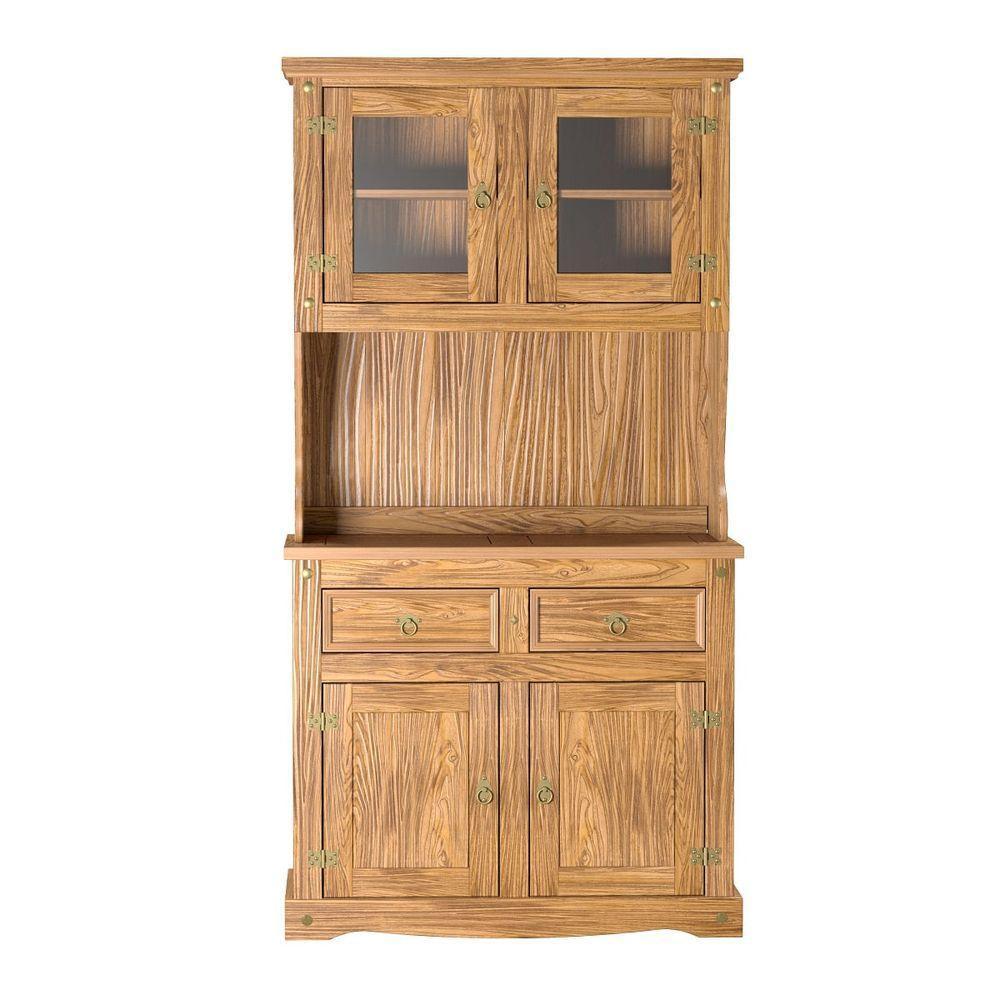 Cristaleira Em Madeira 4 Portas 2 Gavetas 105 X 199 Cm Carvalho Rústico Elliottiis - 8