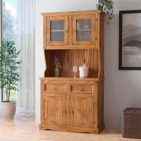 Cristaleira Em Madeira 4 Portas 2 Gavetas 105 X 199 Cm Carvalho Rústico Elliottiis - 1