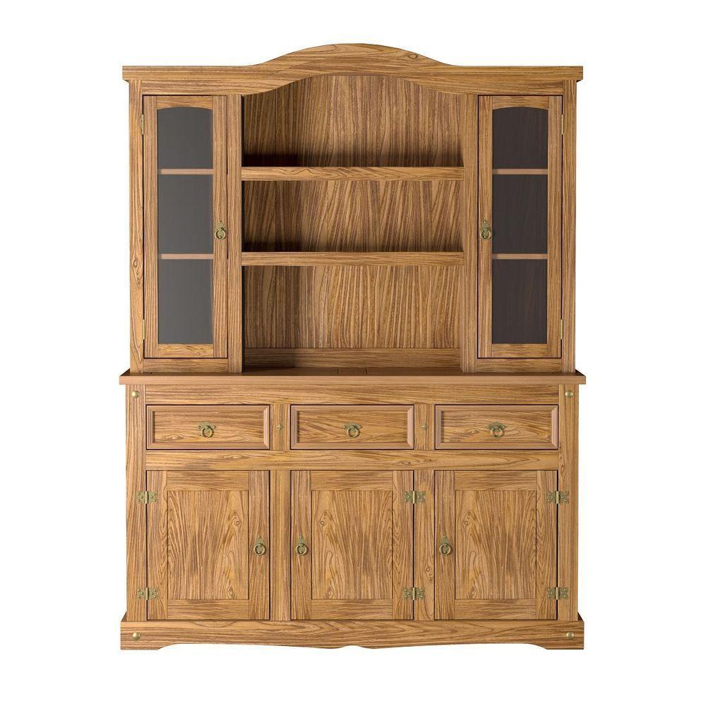 Cristaleira Em Madeira 5 Portas 3 Gavetas 153 X 196 Cm Carvalho Rústico Elliottiis - 8