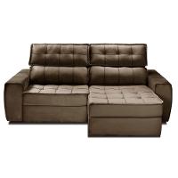 Sofá 254 Cm 3 Lugares Retrátil Reclinável Matielo América Marrom - 1
