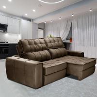 Sofá 254 Cm 3 Lugares Retrátil Reclinável Matielo América Marrom - 2