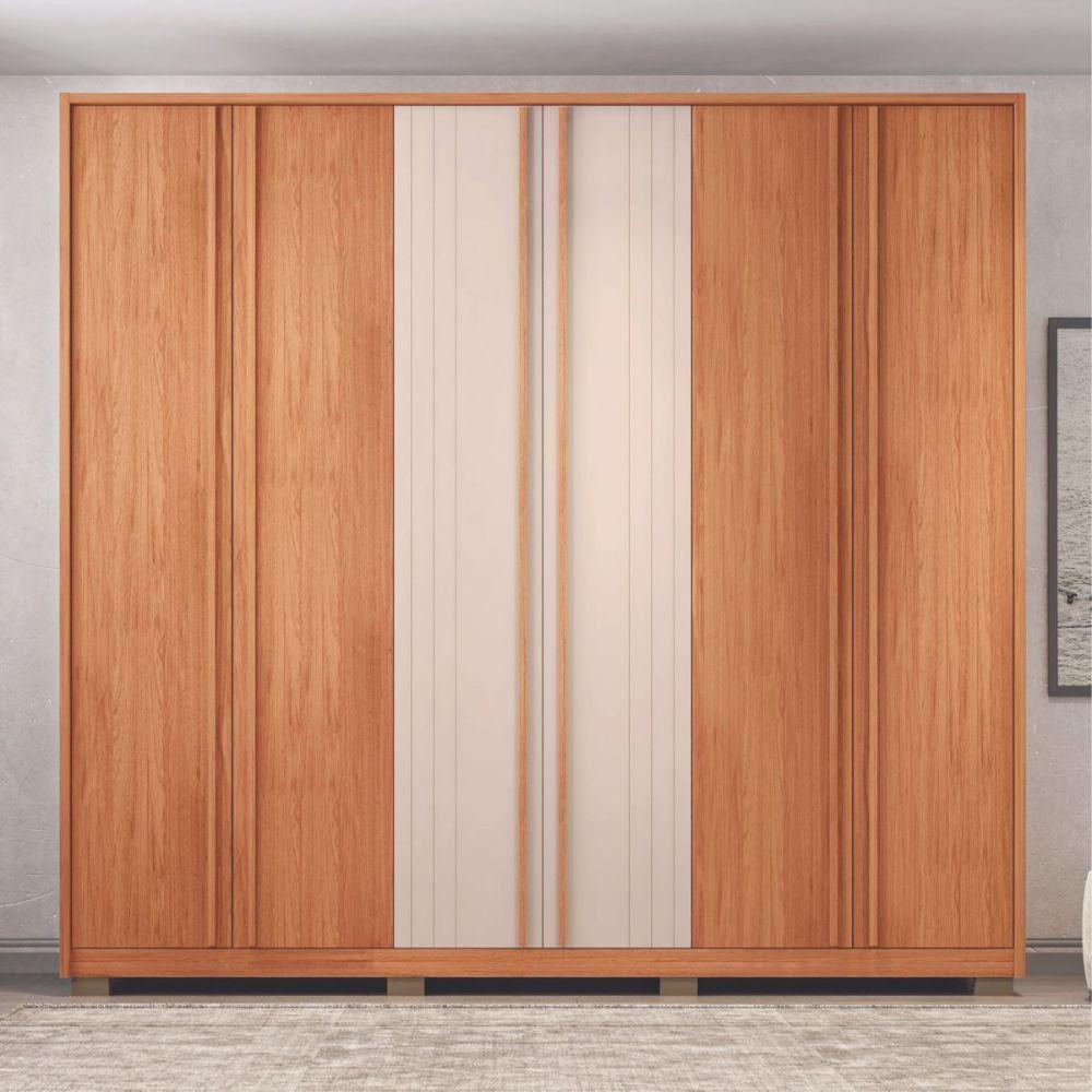 Guarda Roupa/ Roupeiro Mozart Caemmun 6 Portas E 4 Gavetas Freijo/off White - 1