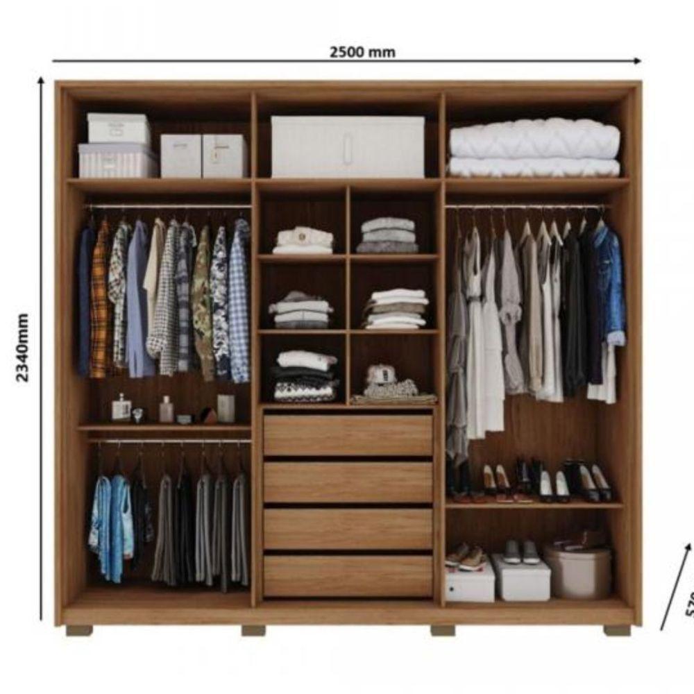 Guarda Roupa/ Roupeiro Mozart Caemmun 6 Portas E 4 Gavetas Freijo/off White - 2