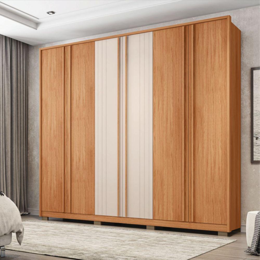 Guarda Roupa/ Roupeiro Mozart Caemmun 6 Portas E 4 Gavetas Freijo/off White - 6