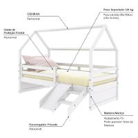 Cama Casinha Slim Rb Com Kit Escada- Escorregador E Grade De Proteção Branco Housin - 5
